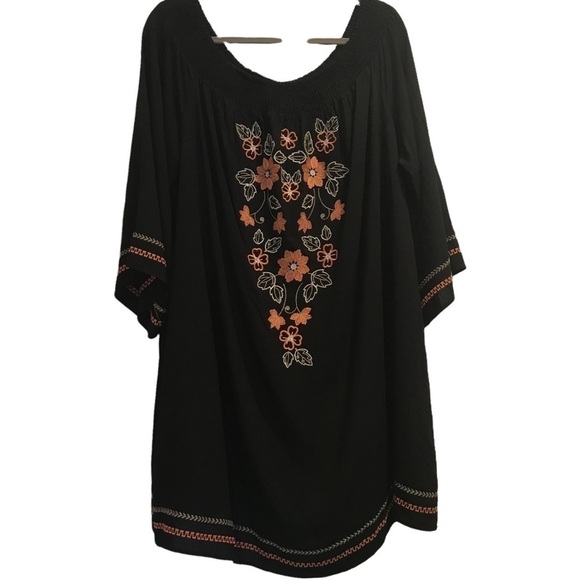 Flying Tomato Off Shoulder Black Floral Embroidered Dress Woman’s Size Xl/1X - Picture 1 of 8